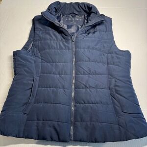 AEROPOSTALE Womens Navy Blue Puffer Vest Full Zip Lightweight Padded Size L